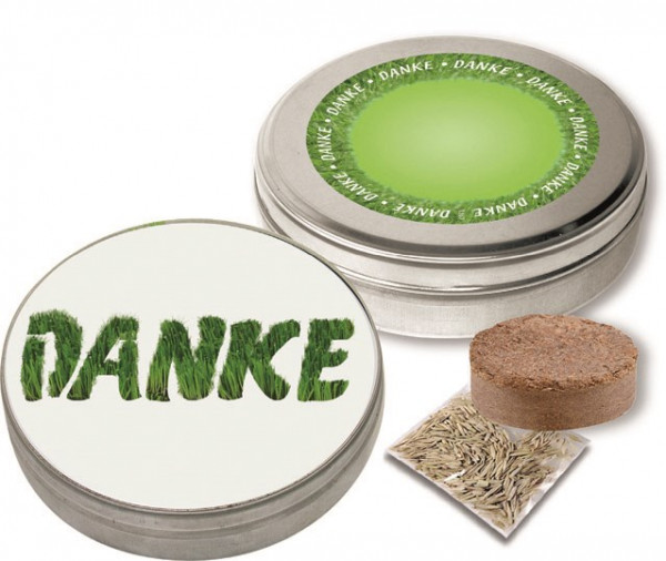 DANKE Dose, Zimmerrasen, 1-4 c Digitaldruck inklusive