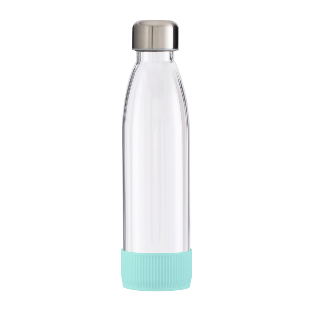 Trinkflasche GLASS - hellblau, silber, transparent