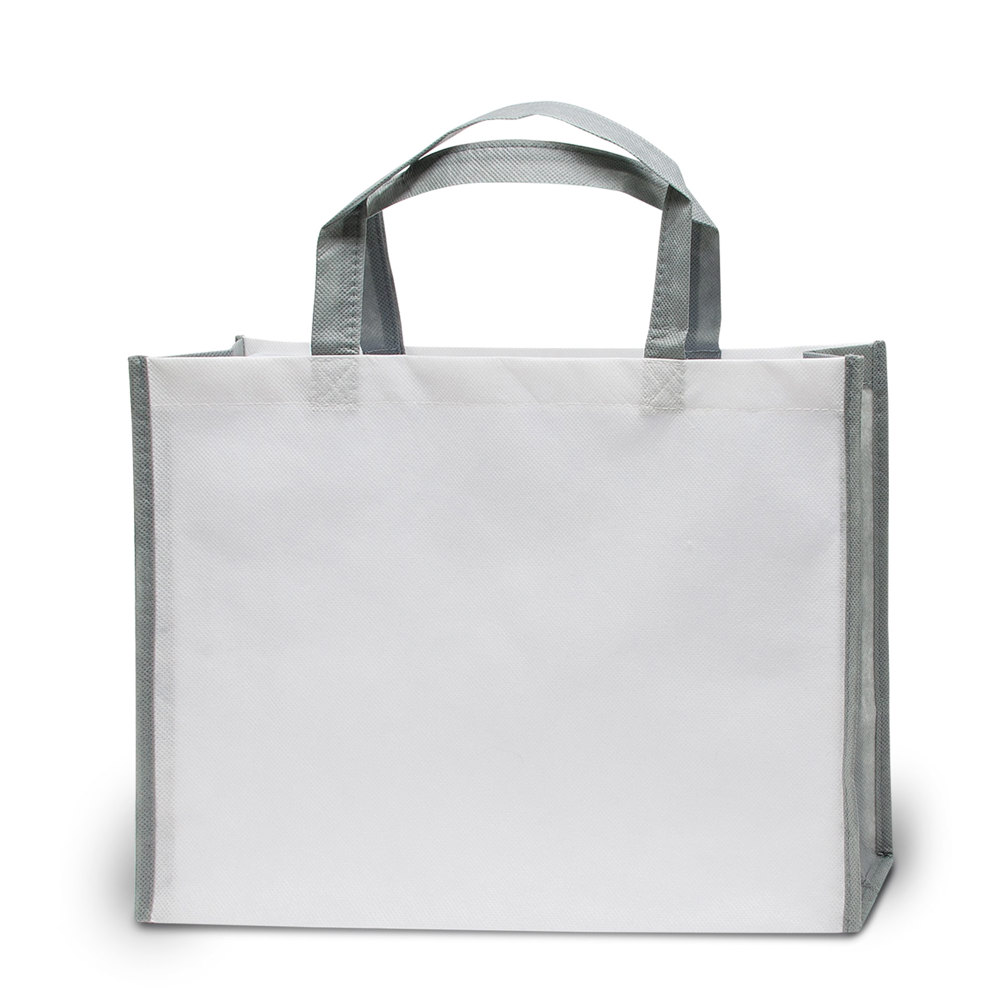 BERGEN – Tragetasche mit Boden- Seitenfalte - weiß/grau