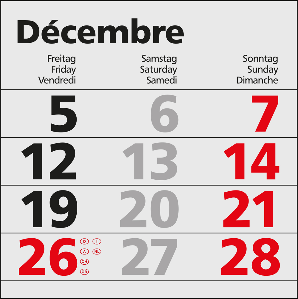 3-Monatskalender Einblatt Solid 3, hellgrau
