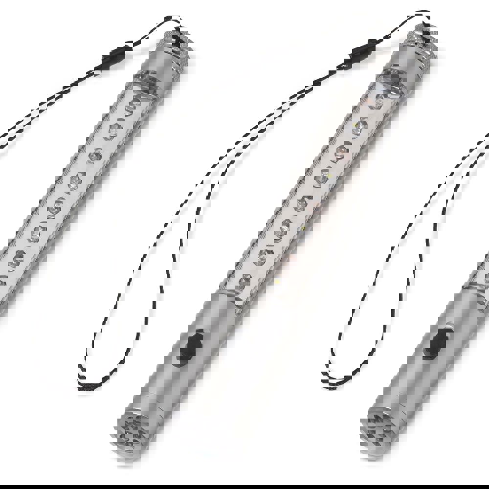 Aluminium Taschenlampe mit Magnet, 5+8 LED´s - Silber