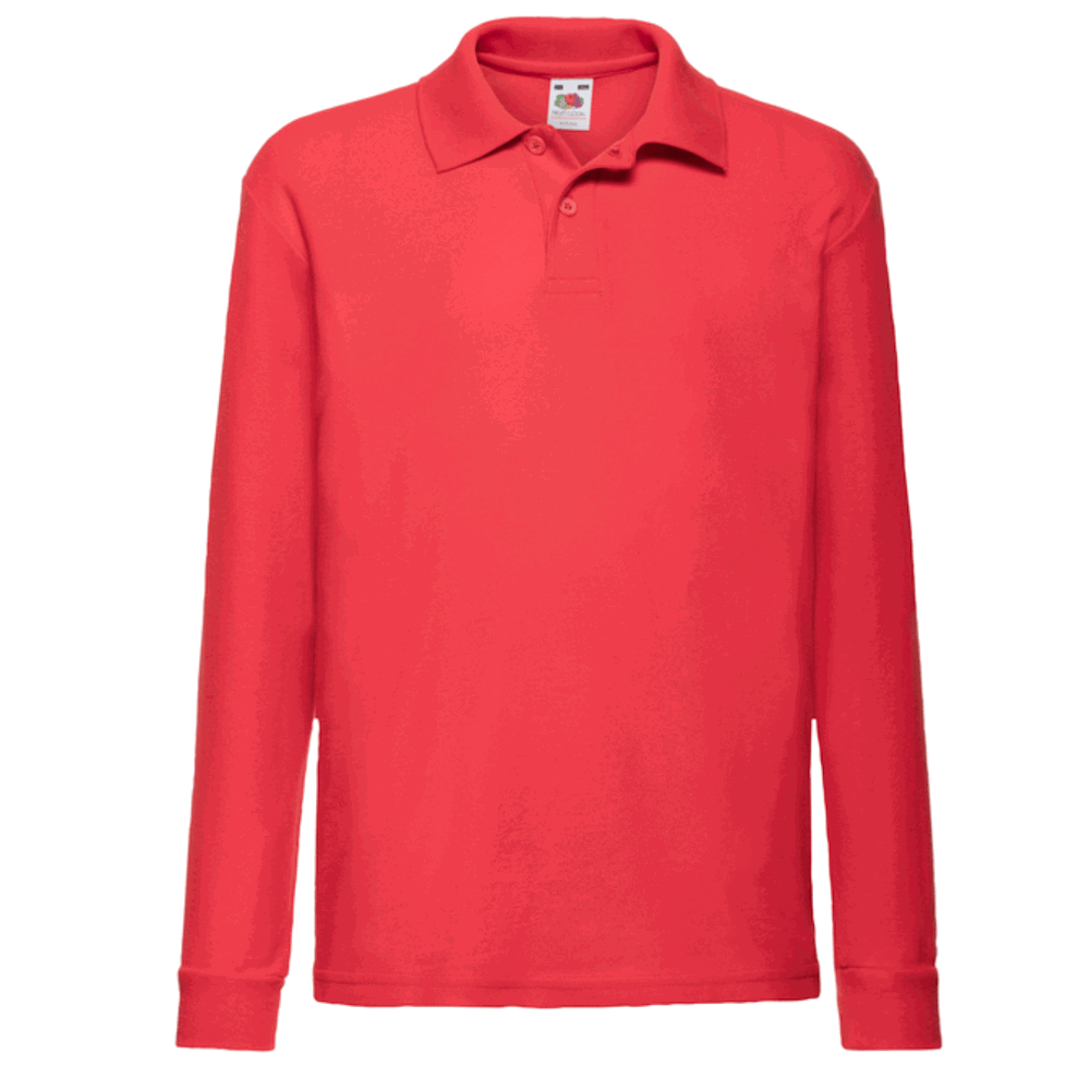 632010 - Kids Long Sleeve Polo - Rot