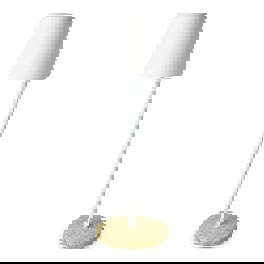 Solis Dimmbare Tischlampe mit Bambusfuß - weiss