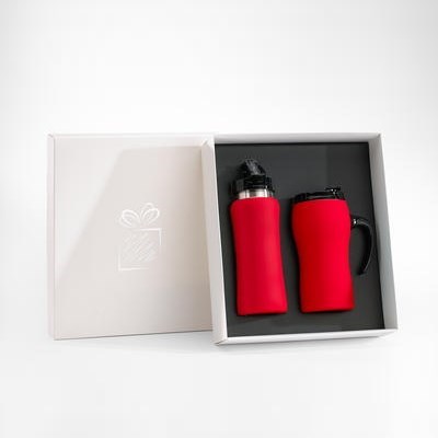 Set: Trinkflasche Und Thermosbecher Colorissimo - rot