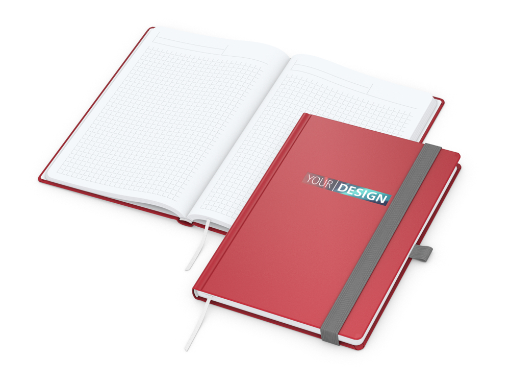 Notizbuch Vision-Book EXPRESS, A5, White, Winkelkaro, rot