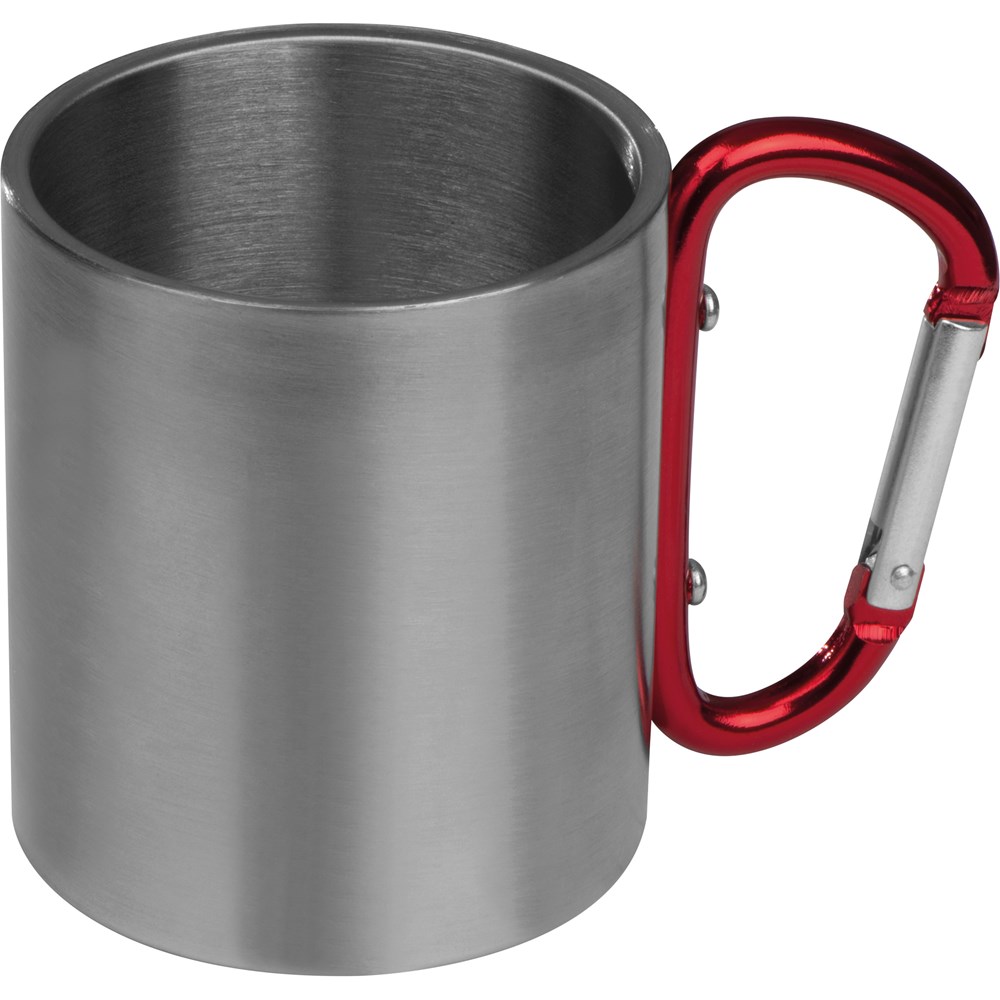 Tasse aus Metall mit Karabinerhaken, 200ml ANGELICA - Rot