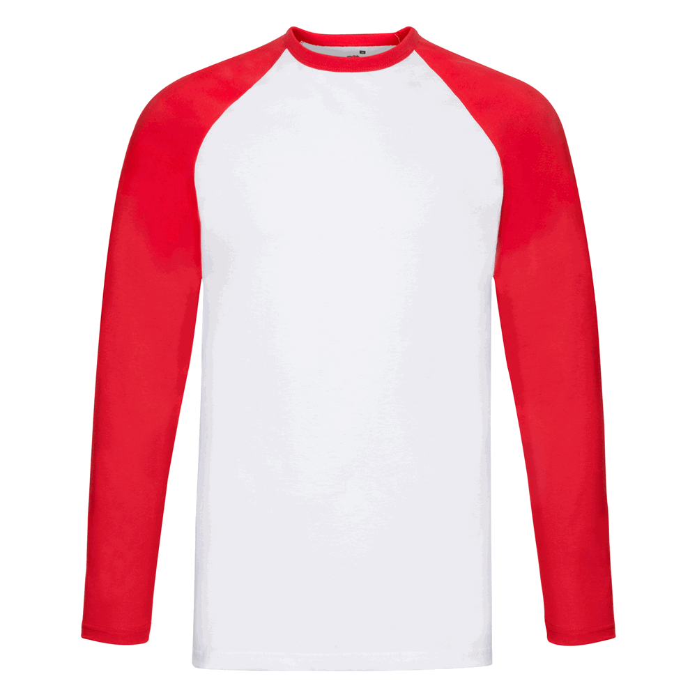 610280 - Valueweight Long Sleeve Baseball T-Shirt - Weiß/Rot