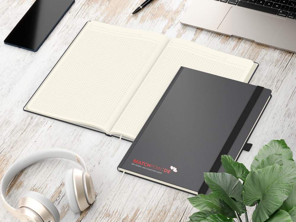 Notizbuch Vision-Book EXPRESS, A4, Creme, Winkelkaro, anthrazit