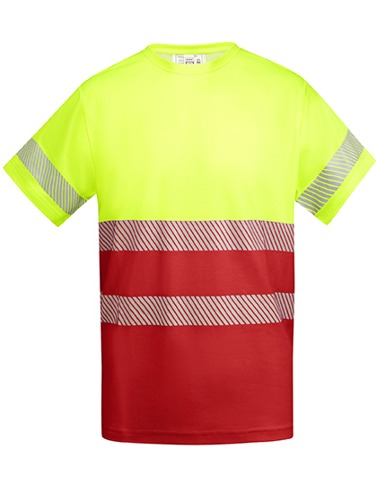 Roly Workwear - T-Shirt Tauri - Red 60, Fluor Yellow 221