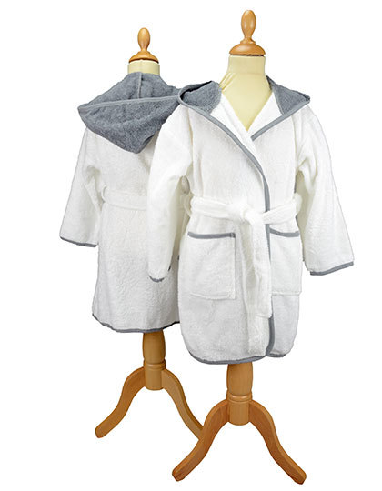 ARTG - Boyzz&Girlzz® Hooded Bathrobe - White, Anthracite Grey