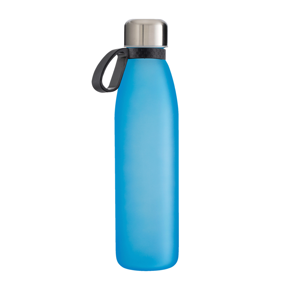 Trinkflasche GLASS - schwarz, silber, cyan