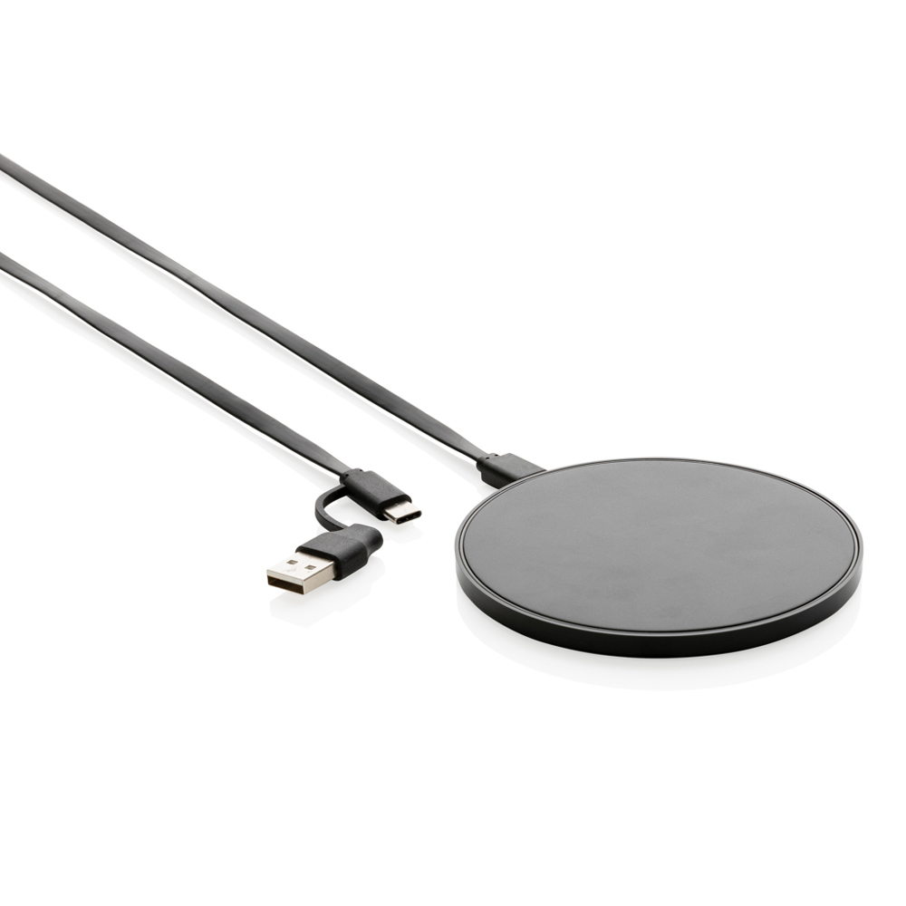 10W Wireless Charger aus RCS Standard recyceltem Kunststoff - schwarz (± PMS Black)