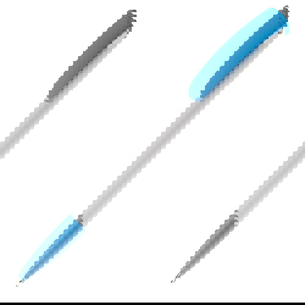 Kugelschreiber Deniro Hardcolour - Weiss / Hellblau