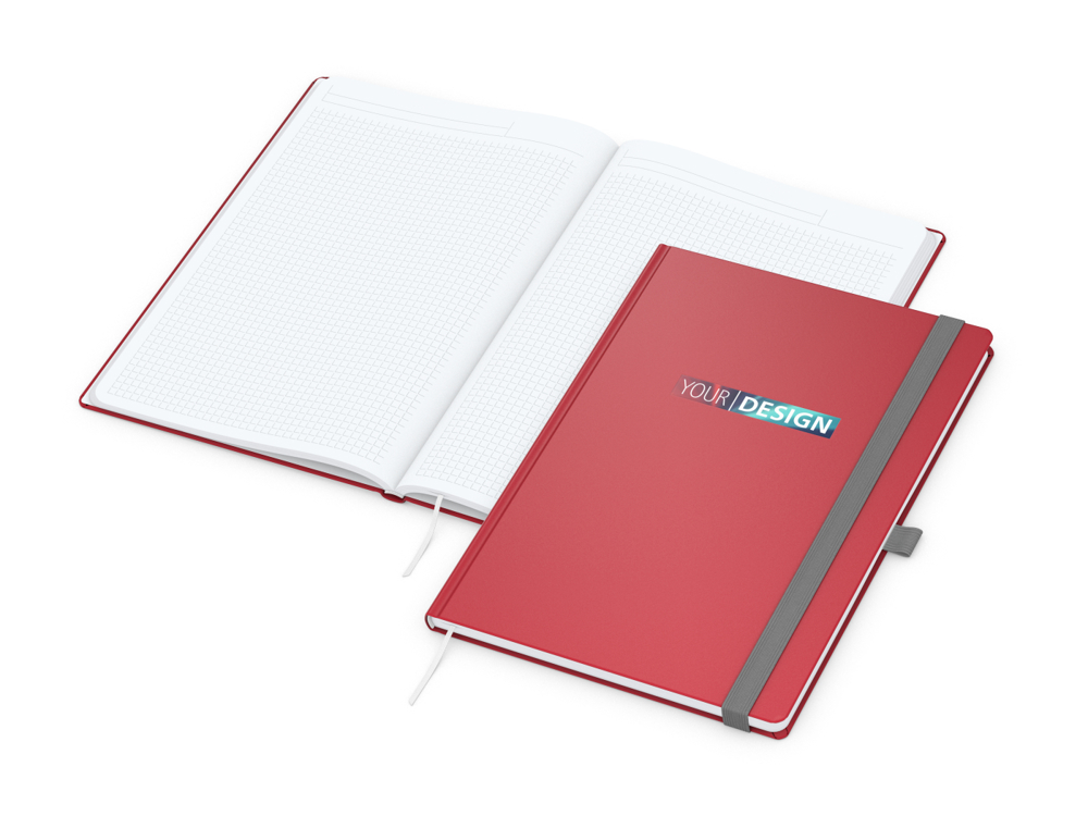 Notizbuch Vision-Book EXPRESS, A4, White, Winkelkaro, rot