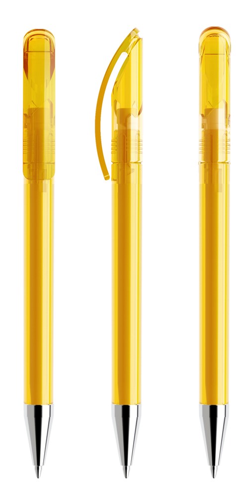 Prodir DS3TTC Transparent with Chrome Metal Nose-Cone - Gelb transparent