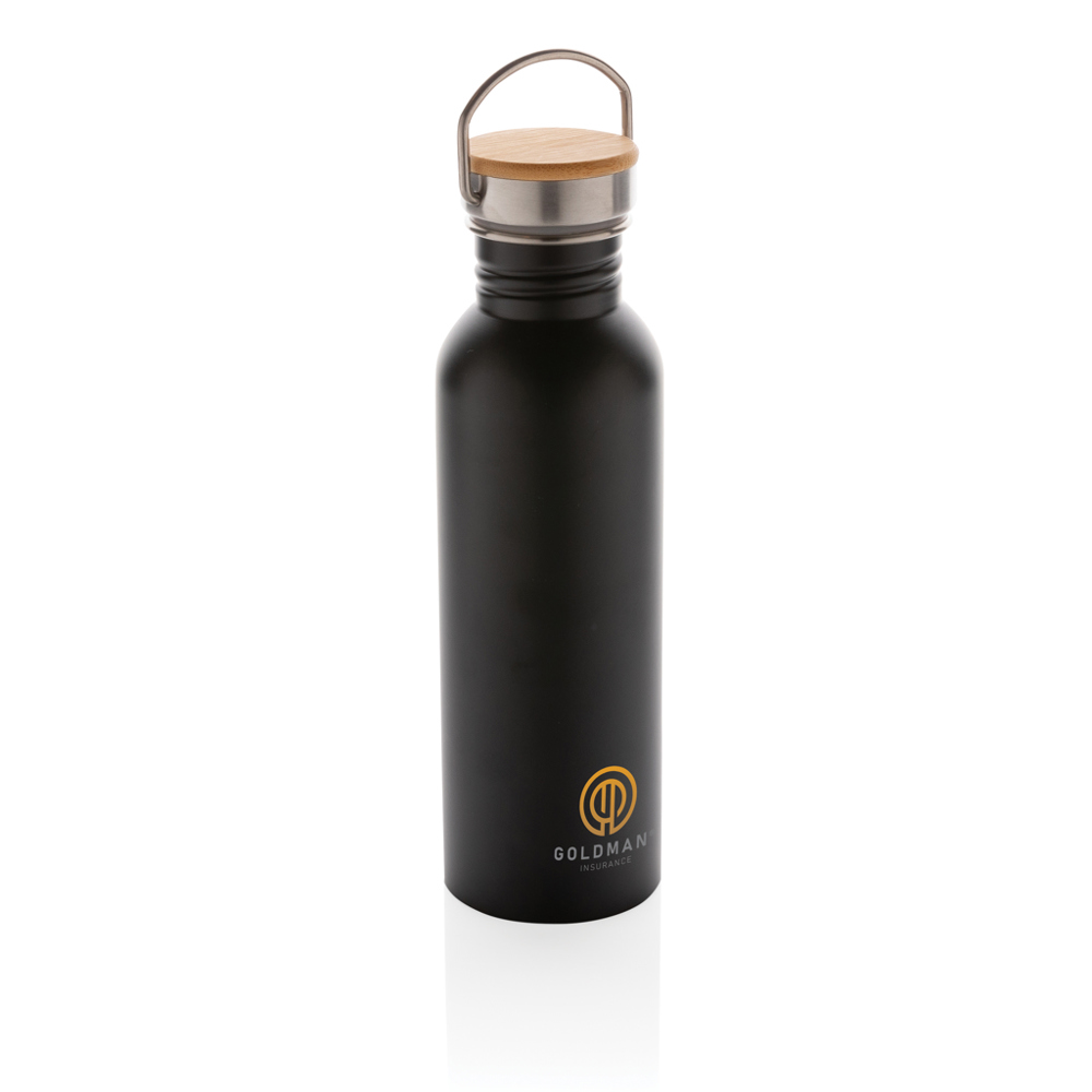 Moderne Stainless-Steel Flasche mit Bambusdeckel