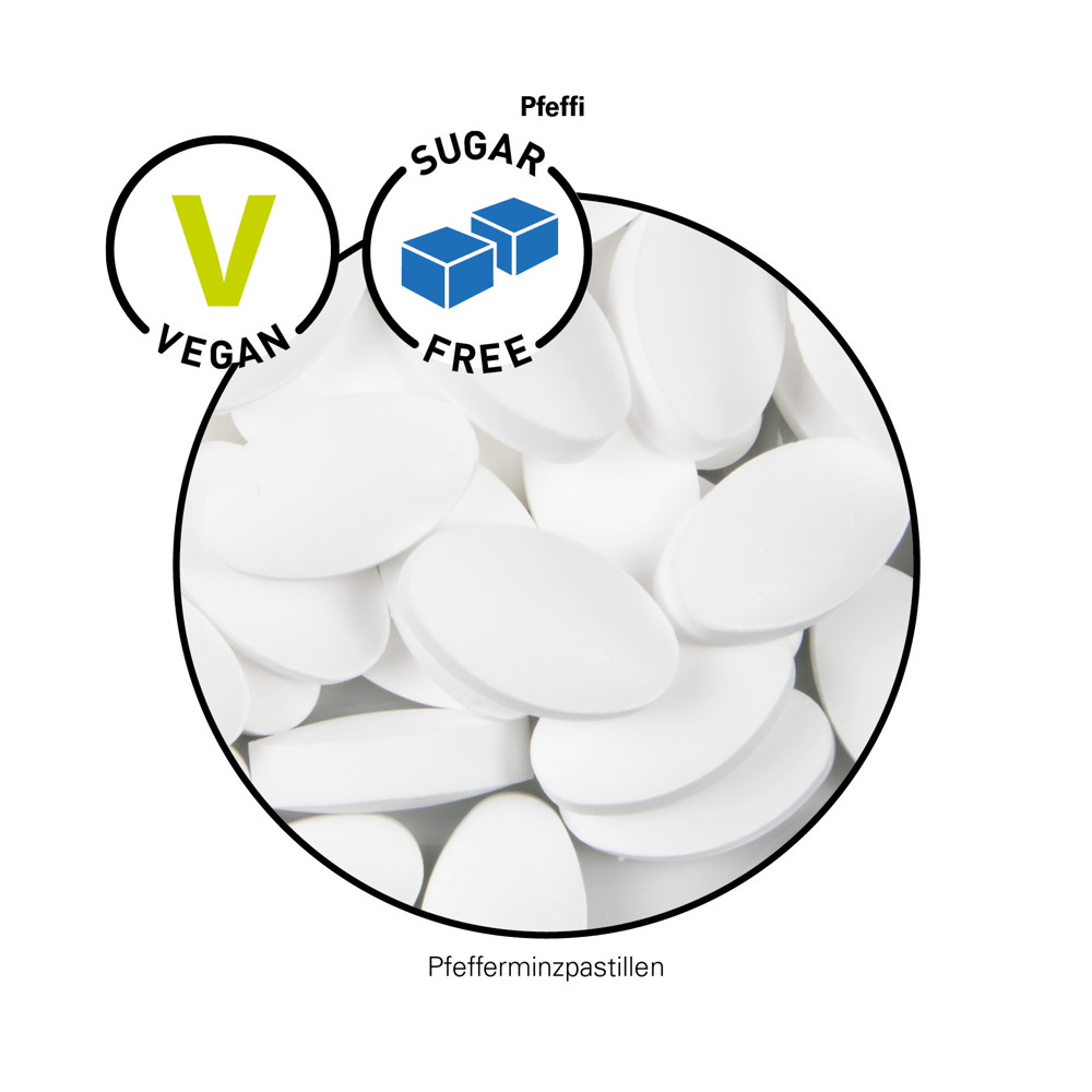 Express Klappdose, Pfeffi zuckerfreie Pfefferminzpastillen