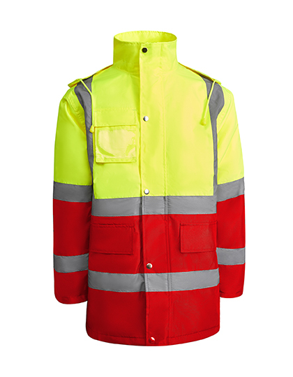 Roly Workwear - Jacket Merak - Red 60, Fluor Yellow 221