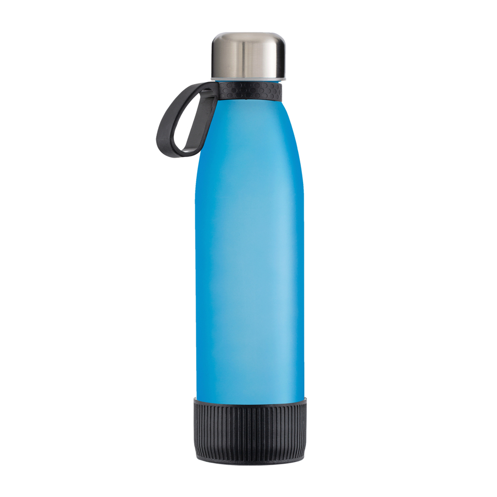 Trinkflasche GLASS - schwarz, silber, cyan