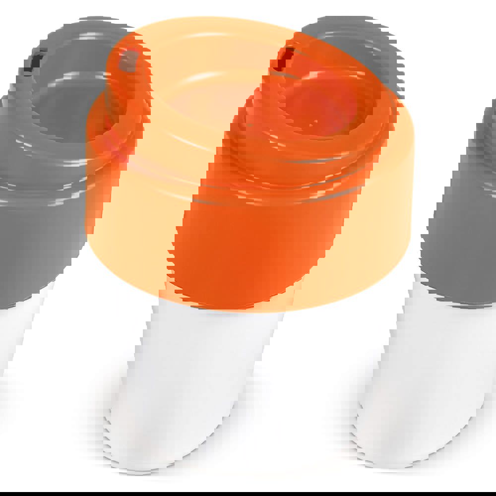 Heiß-aber-cool Kaffeebecher mit Deckel 240ml - Weiss / Orange