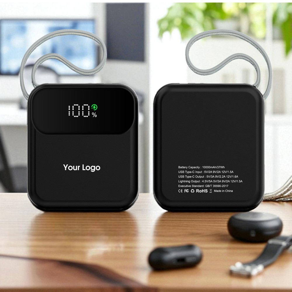 ChargePro Duo 22,5 W – 20.000 mAh leistungsstarke Powerbank mit integriertem Dual-Kabel, schwarz