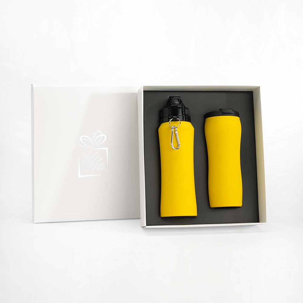 Set Bestehend aus Trinkflasche und Thermosbecher Colorissimo