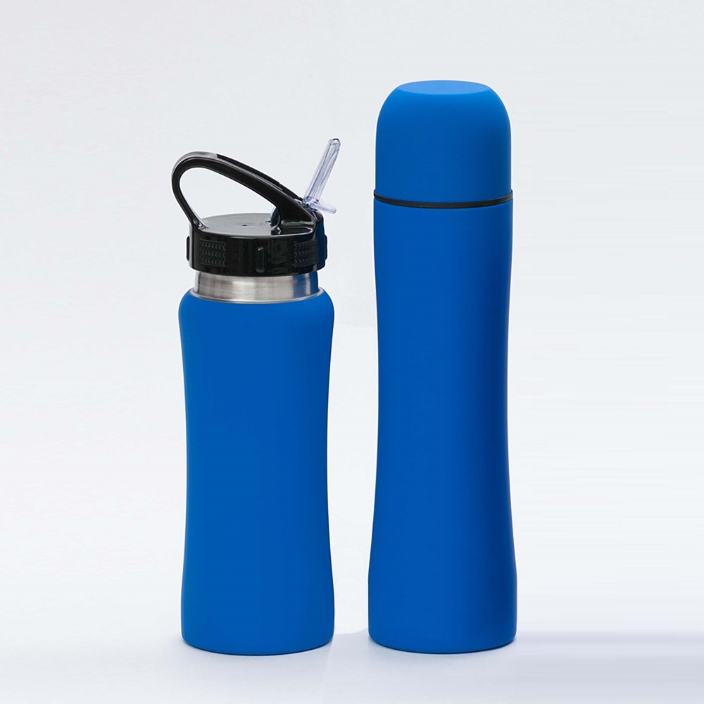 Set: Trinkflasche Und Thermosflasche Colorissimo - blau