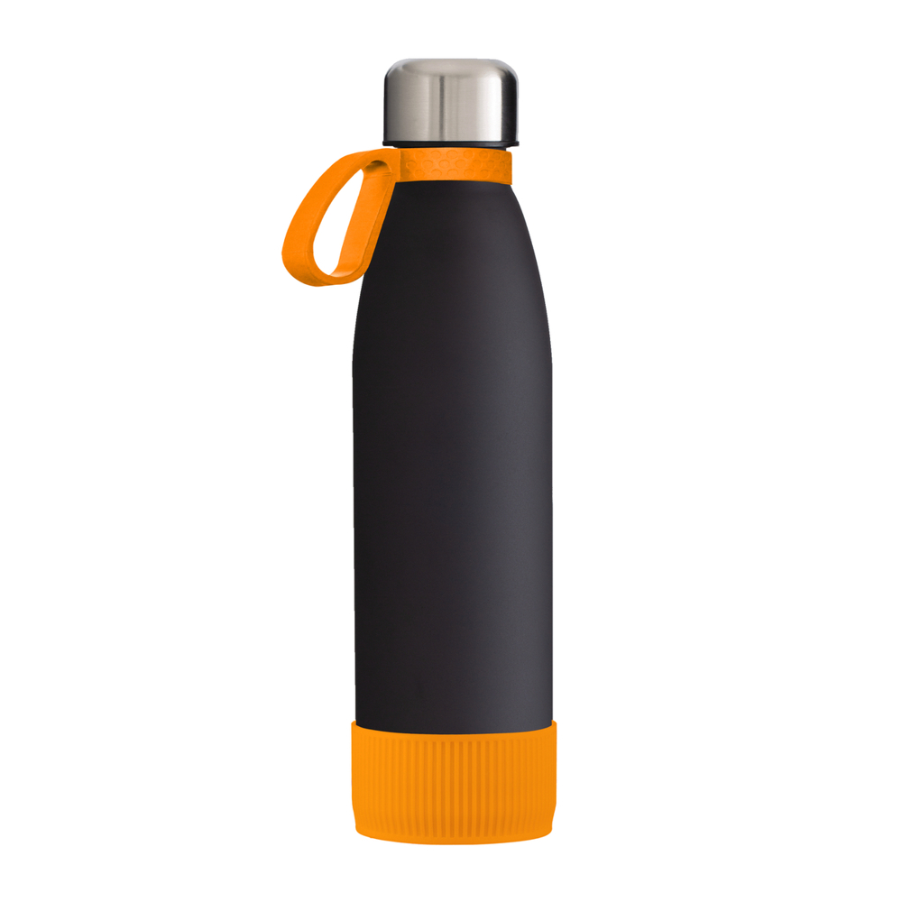 Trinkflasche GLASS - orange, schwarz