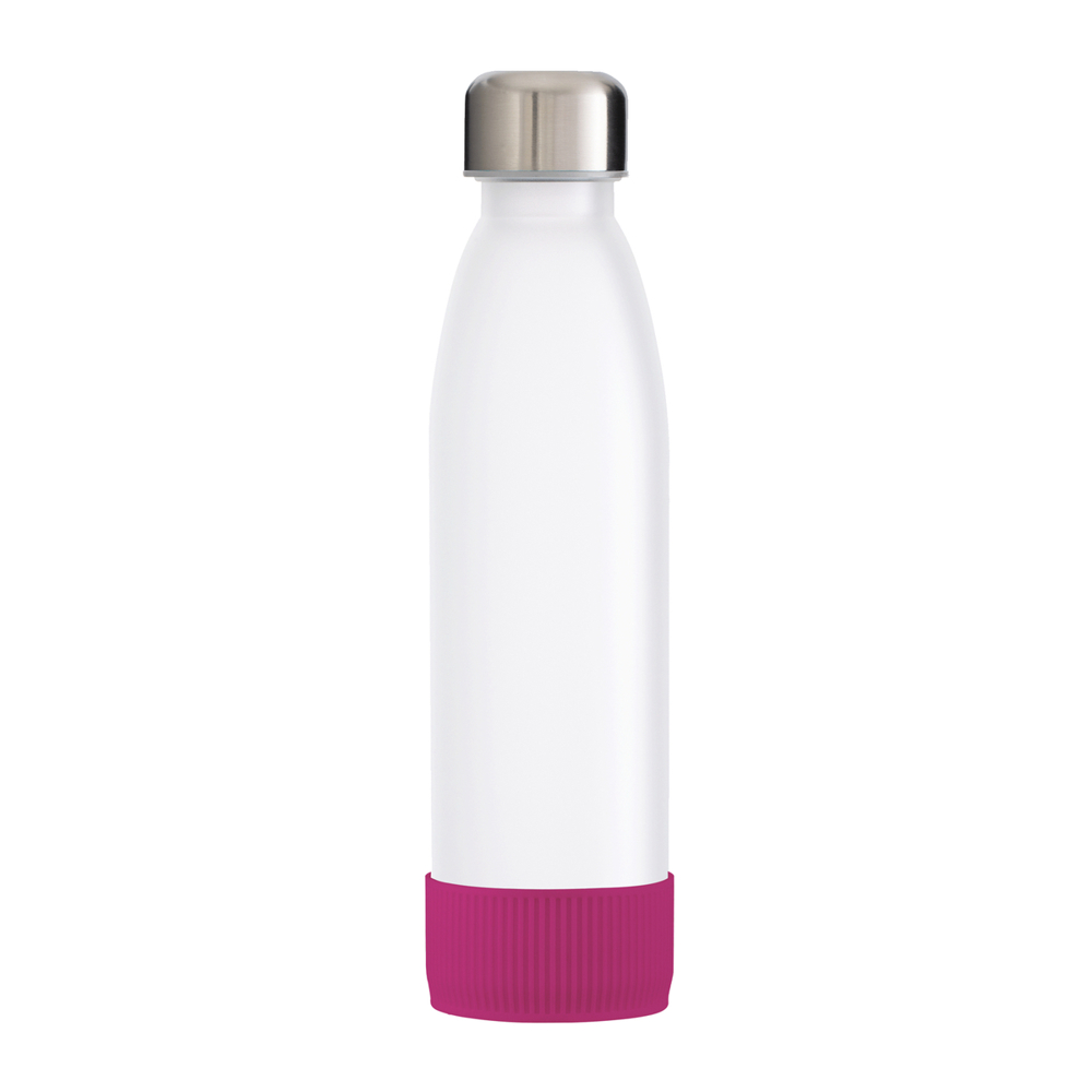 Trinkflasche GLASS - magenta, silber, weiß