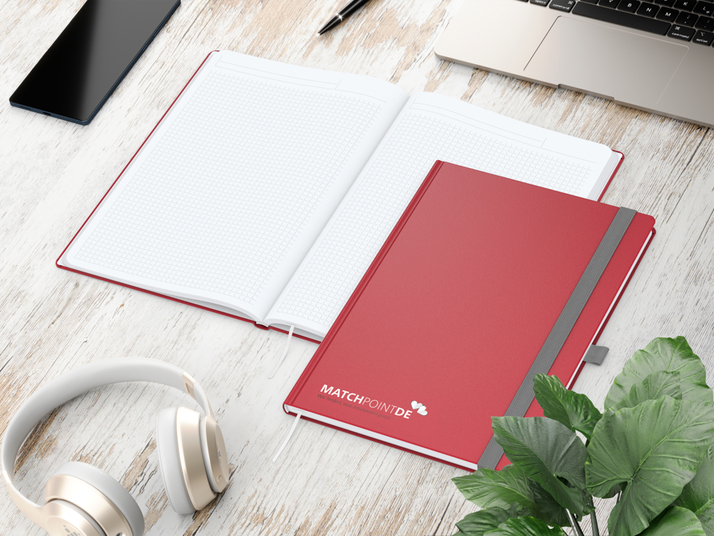 Notizbuch Vision-Book EXPRESS, A4, White, Winkelkaro, rot