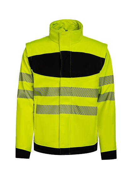Korntex - EOS Hi-Vis Workwear Softshell Jacket With Printing Area - Signal Yellow, Black