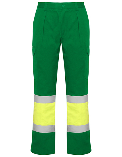 Roly Workwear - Soan Trousers - Garden Green 52, Fluor Yellow 221