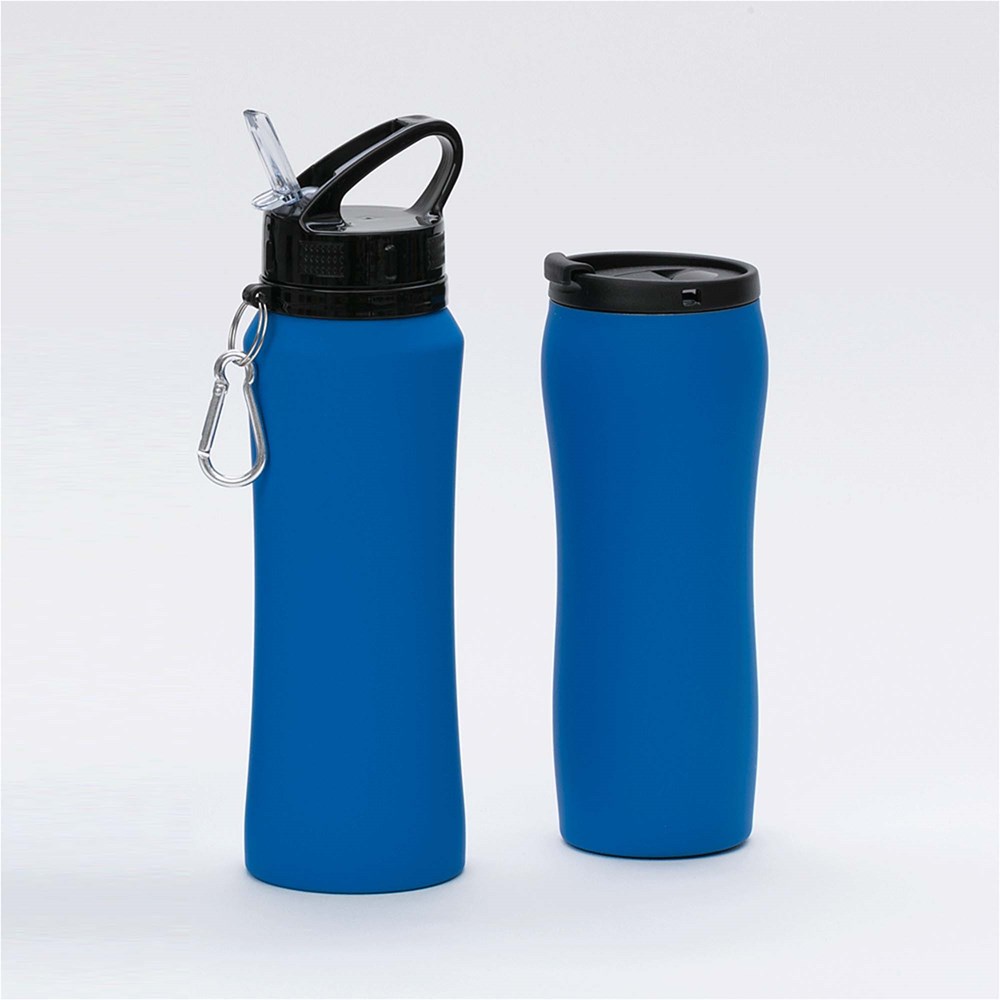 Set Bestehend Aus Trinkflasche Und Thermosbecher Colorissimo - marineblau