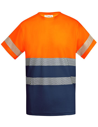 Roly Workwear - T-Shirt Tauri - Navy Blue 55, Fluor Orange 223