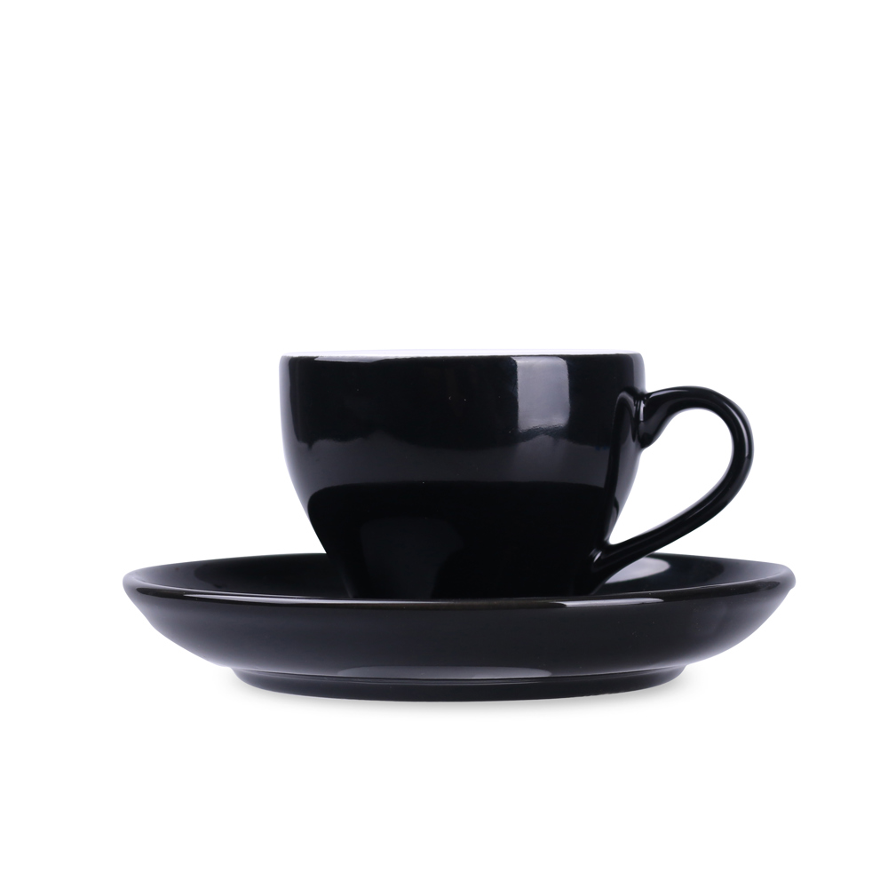 Tasse Verona Nero  Set 130ml schwarz/weiß