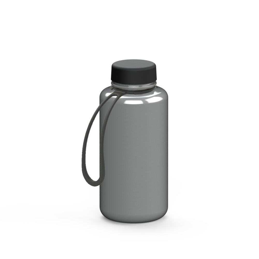 Trinkflasche "Refresh", 700 ml, inkl. Strap - silber/schwarz