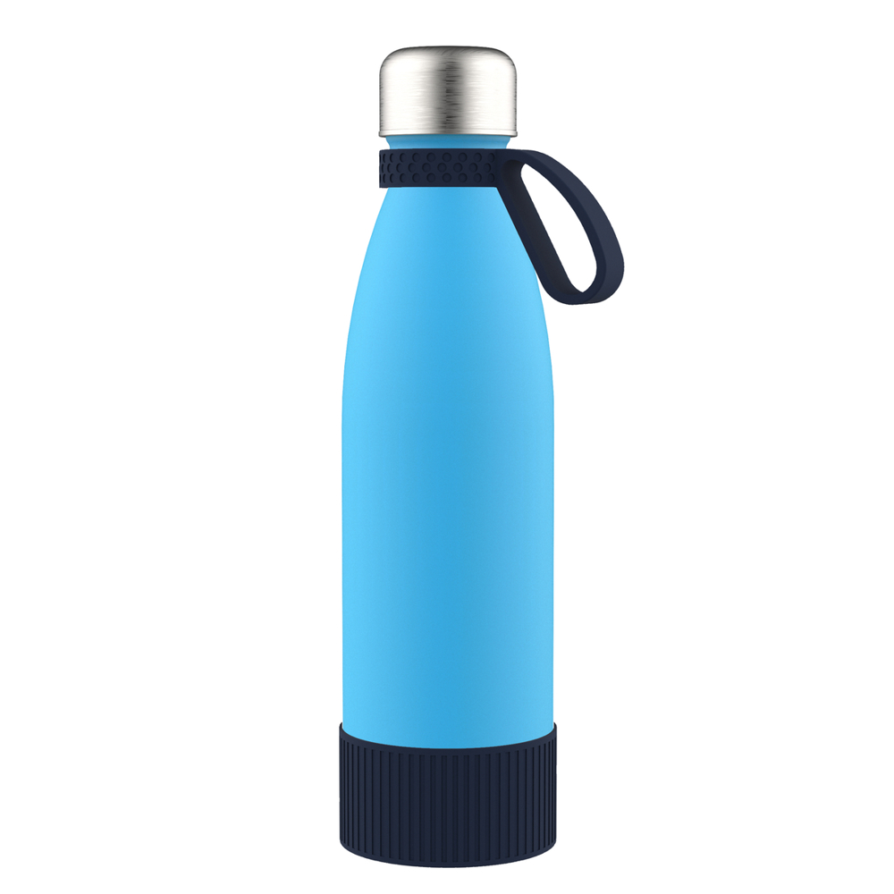 Trinkflasche GLASS - silber, cyan, marineblau