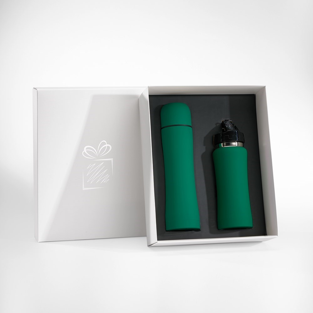 Set: Trinkflasche Und Thermosflasche Colorissimo - grün