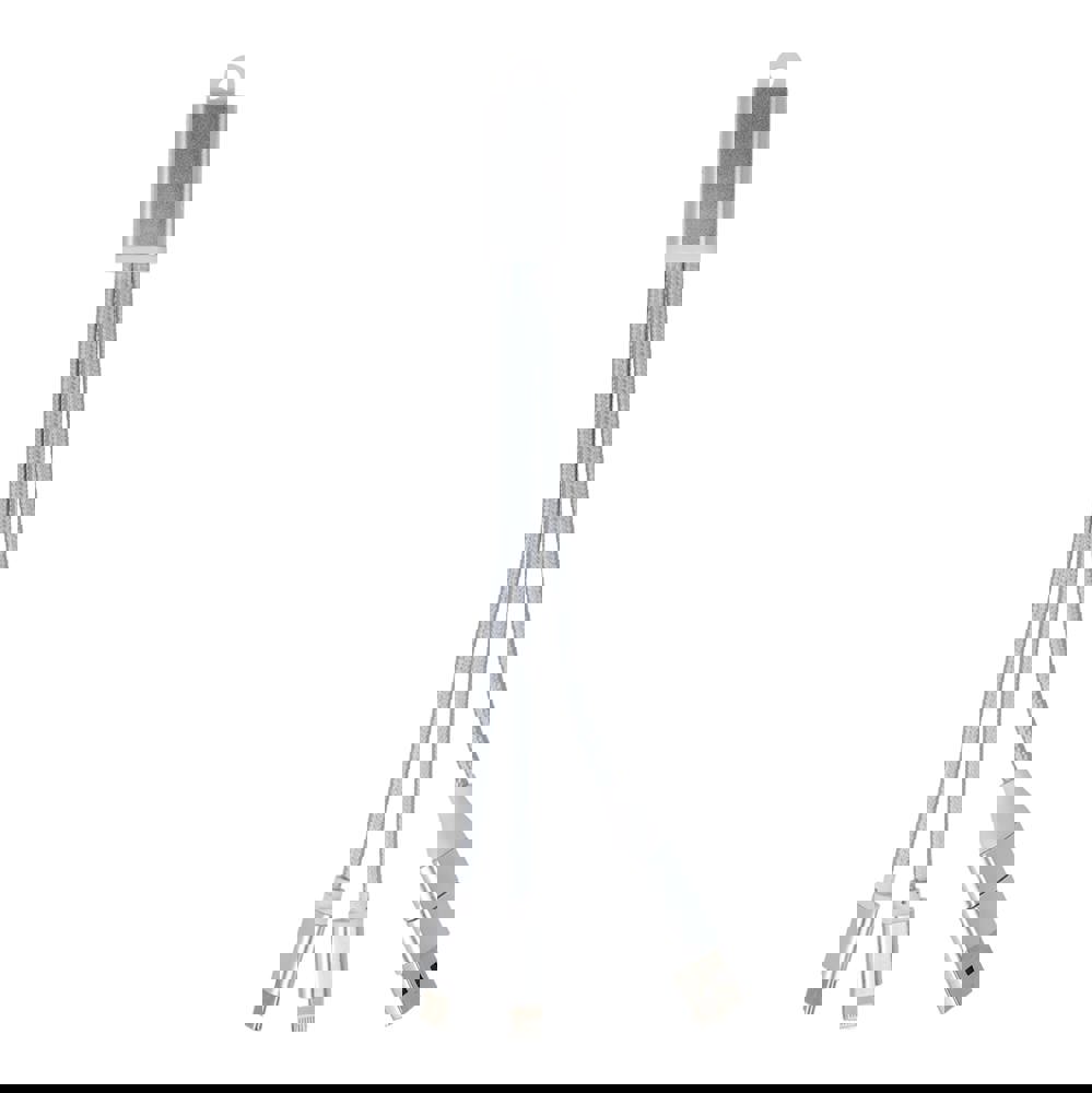 2-in-1-Ladekabel USB-A/C zu USB-C &amp; Lightning Aluminium - Silber