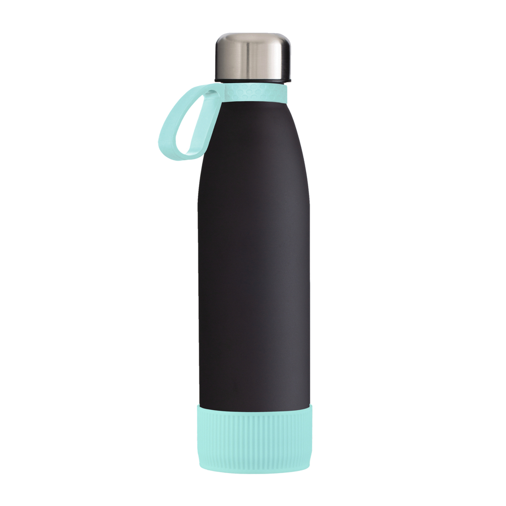 Trinkflasche GLASS - hellblau, schwarz