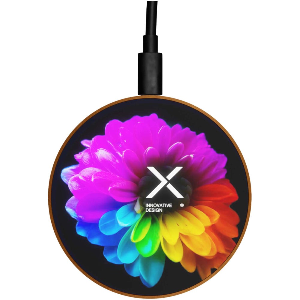 SCX.design W13 kabellose Ladestation aus Holz mit Leuchtlogo