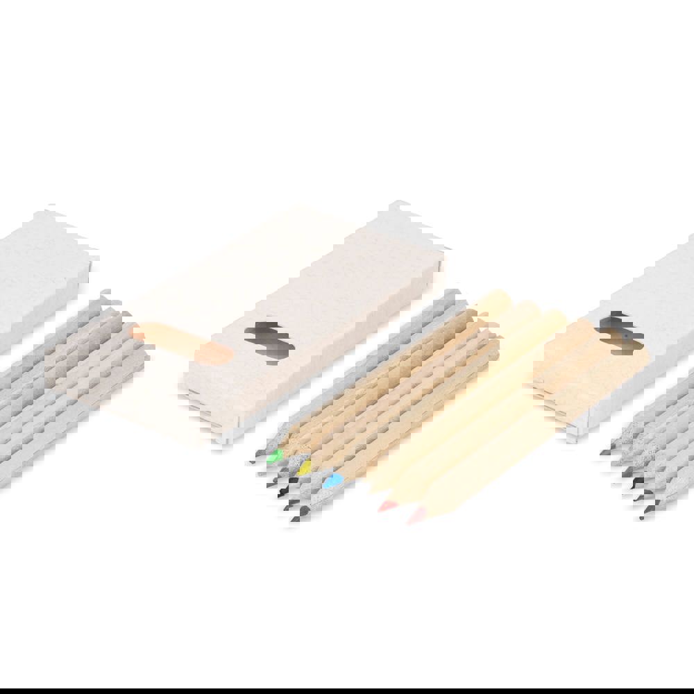 6 Buntstifte in einer Schachtel aus recyceltem Milchkarton