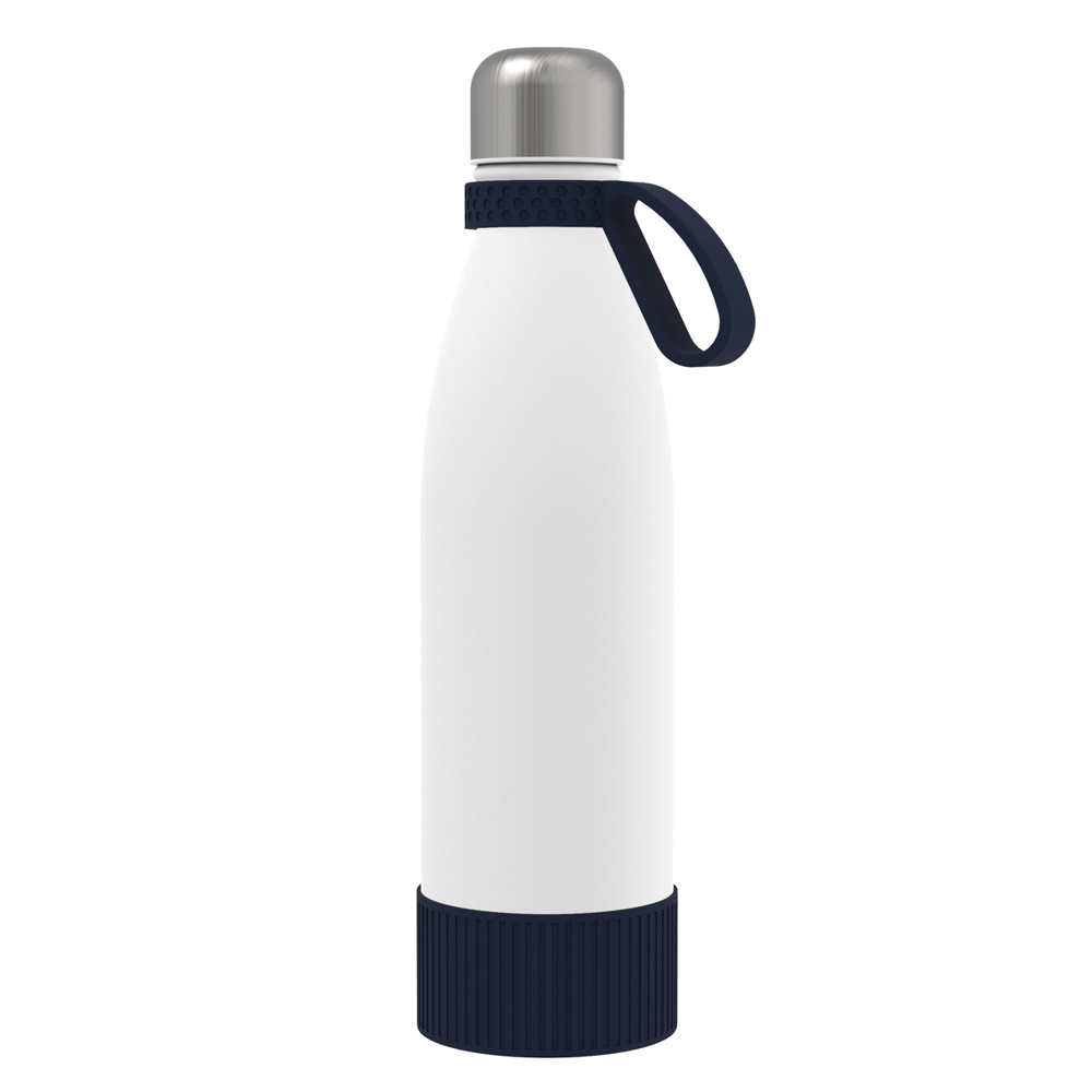 Trinkflasche RETUMBLER-myTOULON - weiß, marineblau
