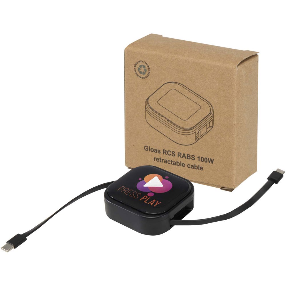 Gloas Aufrollbares 5 in 1 Kabel aus Recyclingmaterial mit Datensynchronisierung und 100 W Schnellladefunktion sowie Smartphon