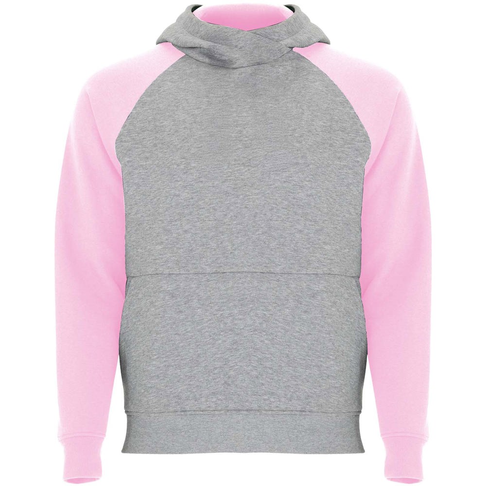 Badet 280 g/m² zweifarbiger Kapuzenpullover für Kinder - heather grau, hellrosa
