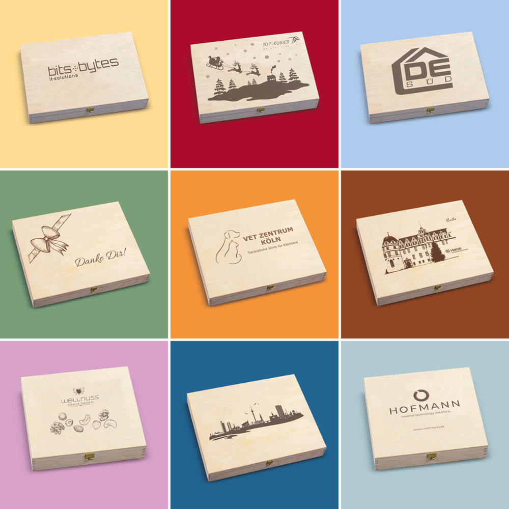 4 Premium Snacks in der Birkenholzbox