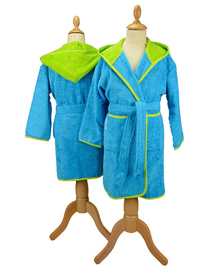 ARTG - Boyzz&Girlzz® Hooded Bathrobe - Aqua Blue, Lime Green