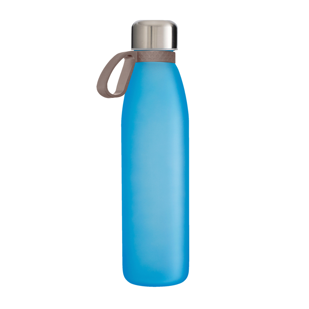 Trinkflasche GLASS - braun, silber, cyan