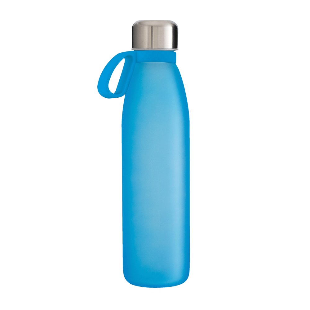 Trinkflasche GLASS - cyan, silber