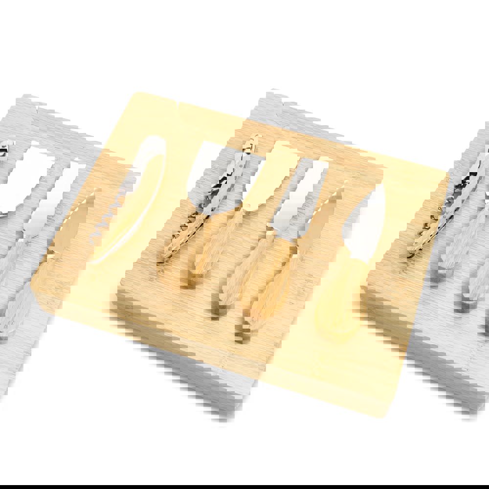 4er-Set für Käse und Wein aus Bambus